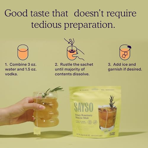 Image of SAYSO Honey Rosemary Moscow Mule Cocktail Tea Bags, 2-Pack | Low-calorie & Low Sugar | Craft Cocktails or Mocktails in 1 Min, Just Add Water + Spirits | Organic Mixers Bundle - 16 Teabags