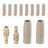 Vacumist 0.9mm Copper Welding Nozzle Set for 15AK MIG Torch,Non-Stick Coated Heat-Resistant Airless Protection Nozzles with Tip Holders,12PCS