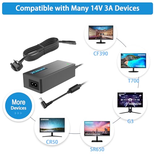 14V Power Supply for Samsung Monitor, 14V 3A 2.5A 2.14A 1.78A AC DC Adapter for Samsung 15" 17" 18" 19" 20" 22" 23" 24" 27" Screen TFT LED LCD TV Monitor
