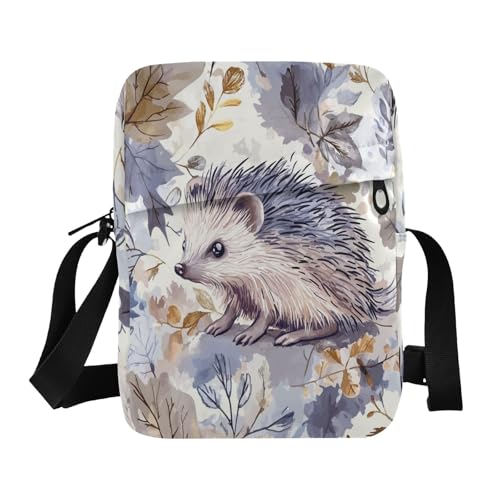 mens messenger bag Shoulder Crossover Bag Woman Handbag Shoulder Strap Adjustable Strap for Travel Travel- Retro Leaves Hedgehog