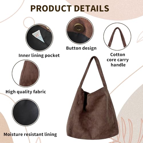 Image of Suede Bags for Women, 2025 New Suede Tote Bag for Women, Retro Slouchy Office Shoulder Top-handle Tote Handbags