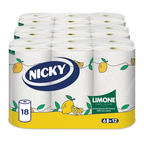 Nicky Limone, 18 Rotoli di Carta Cucina a 2 Veli