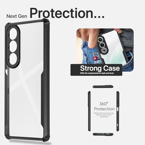 Image of Pikkme Crystal Clear Transparent Back Cover | Ultra Hyrbid | Full Camera Protection | Raised Edge | Bumper Case for Oppo K12x 5G (Black)