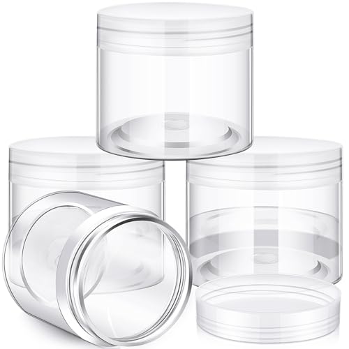 Image of Patelai 4 Pcs Plastic Jars Wide Mouth with Lids,6 Ounce,Clear