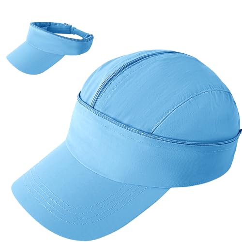 Enwokran Baseballkappe Abnehmbare Schnell Trocknende Unisex-Mütze mit Doppeltem Verwendungszweck Verstellbare Atmungsaktive Sonnenblende Baseballkappe mit Leerem Oberteil (Himmelblau)