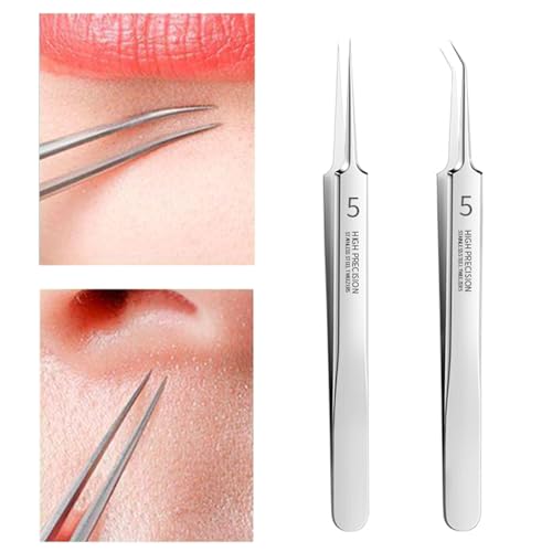 Splitterpinzette,Chirurgische Pinzette,Feine Pinzette,Pickel Pinzette,Mitesserpinzette Präzisions,Nadel Pickel Aufstechen,Splitterpinzette zum Entfernen von Blackheads Extraktor-Gerade Spitzen