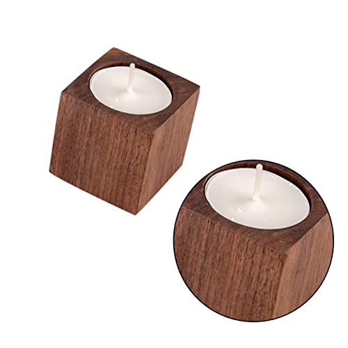 Cabilock 2pcs Creative Holder Desktop Decoration Tealight Stand Practical Candlestick Wooden Candle Holder Candle Stand