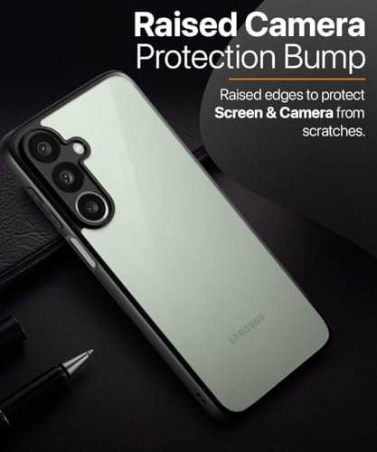 Image of WOW IMAGINE Shockproof Hybrid Back Cover for Samsung Galaxy M36 5G | Samsung Galaxy F36 5G Hard Slim fit Back Case | PC & TPU | Clear Transparent Case - Black