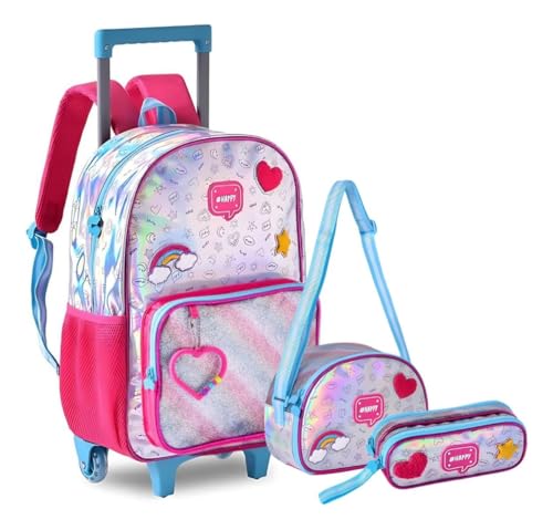 Kit Mochila de Carrinho Holográfica Infantil com Lancheira Térmic...