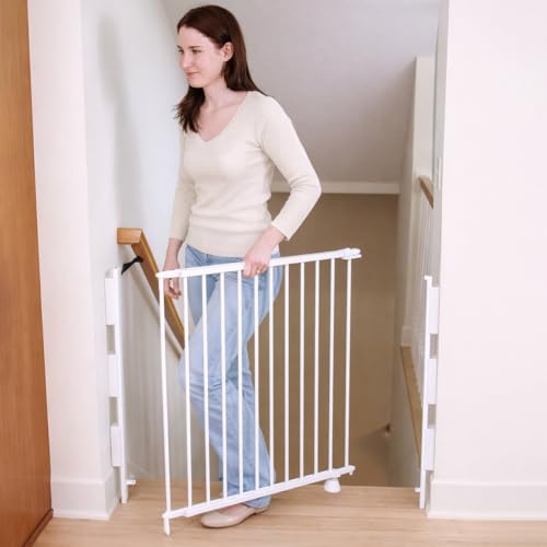 Image of Regalo Safety 35 inch Extra Tall Baby Gate for Top of Stairs & Dooways | Fits Openings 34 inch-55 inch Wide, Hardware Mounted, For Babies, Toddlers & Pets, White, Tested & Trusted for 30 Years