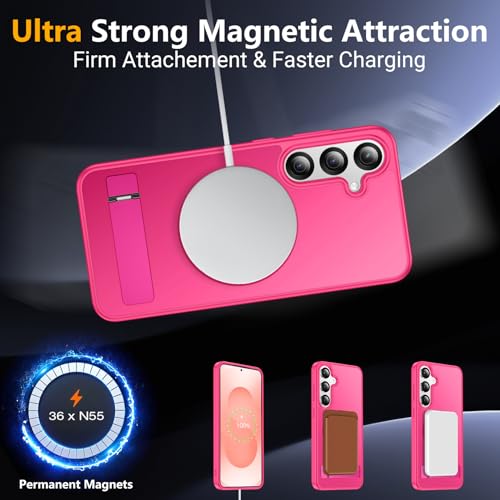 Image of SPIDERCASE Magnetic for Samsung Galaxy S25 Plus Case, with [3 Stand Ways][ Military Grade Drop Protection] with Invisible Stand Shockproof Slim Case Just for Samsung Galaxy S25 Plus 6.7 inch, Rose Red