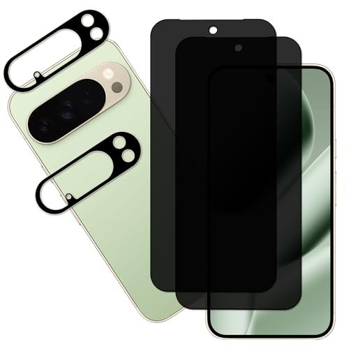 HKKAIS Privacy Screen Protector Designed For Google Pixel 10 Pro Anti Spy Private Tempered Glass Film 2-Pack Camera Lens Protector Film 2-Pack