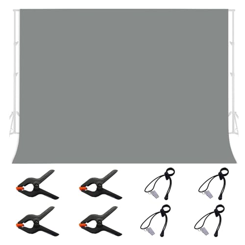 jiuzcare Backdrop Grau 3x2m Fotohintergrund Hintergrund Fotografie Backdrop Grey 100% Polyester Hintergrundstoff mit 4 Hintergrund-Clip 4 Federklemm für...