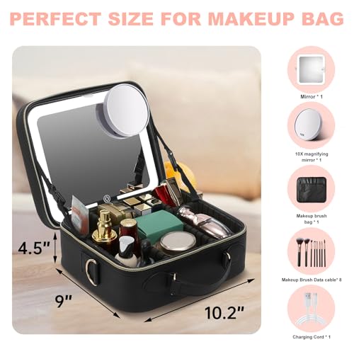 Bolsa de maquillaje con espejo LED de brillo ajustable e interior modular Mocado 7
