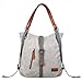 JOSEKO Canvas Tasche Handtasche, Damen Schultertasche Rucksack Groß Vintage Umhängentasche Shopper für Alltag Büro Schule Ausflug Einkauf grau