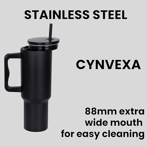 Image of Tumbler with lid and Straw 1200ML Cup Stainless Steel Vacuum Insulated Tumbler for Water, Iced Tea or Coffee 1.2L Office Gym Travelling (40 - Oz - Black)