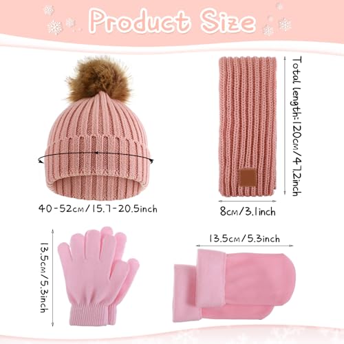 4 Pieces Kids Beanie Hat Scarf Gloves Socks Set Knit Winter Warm Set for Toddler Boys Girls2