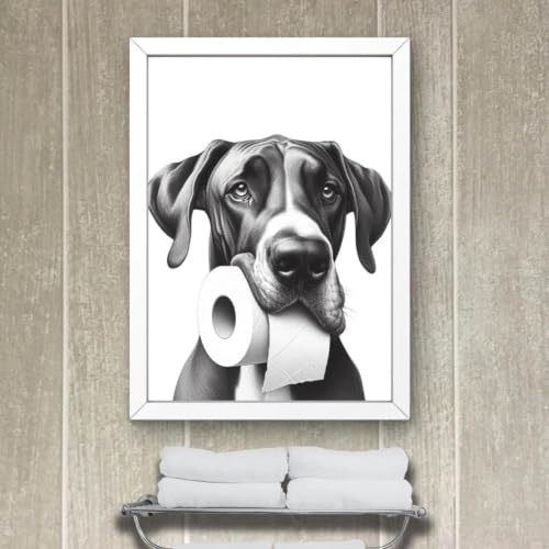 Papier toilette avec un chien rigolo : rompez la monotonie avec cette toile murale 60x90cm