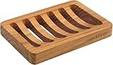 HTB Seifenhalter mit Schlitzen, Teakholz aus Holz, Küche, Schwammhalter, selbstentleerende...