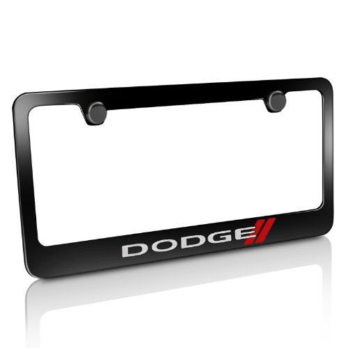 Dodge New Logo Black Metal License Plate Frame
