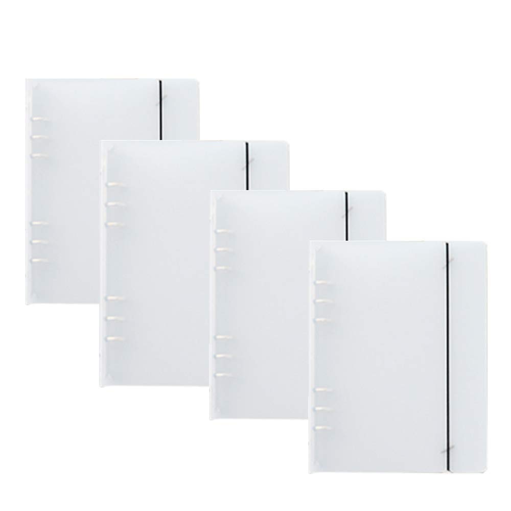 4 Pcs A5 Translucent PVC Durable 6-Rings Binder Protector Cover Protector with Matching Rubber Band