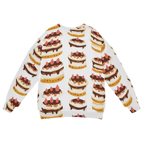JUNZAN Cute Cartoon Strawberry Cakes Kids Boys Sweatshirts Hoodies Long Sleeve Outerwear for Kids Camping 4T2