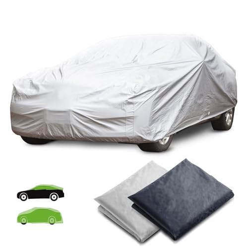 Housse de Voiture modèle Semi-intégrale Format Universelle|Bâche de Protection résistante et imperméable|Couvre-Voiture|Protection Automobile Toutes Saisons (KARAT) (Argent 259 x 122 x 61 cm)