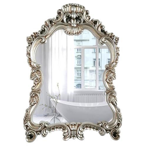 Miroir mural baroque argent antique 57x77 cm pour un salon élégant