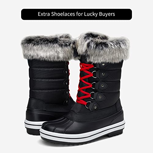 Vepose Women's 970A Snow Boots | Waterproof Insulated Mid Calf Warm Boots Lace Up Fur Shoes Black Size 8(Cjy970A Black 08) #TOP7