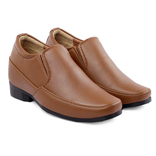 Image of BXXY Men's 2 inch Height Increasing Synthetic Material Formal Moccasion, Slip-On Shoes with Pu Sole.