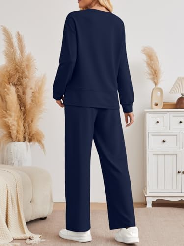 AUTOMET Womens 2 Piece Sweatsuits Outfit Lounge Sets Side Slit Sweatshirt Wide Leg Tracksuit Travel Loungewear with Pockets4