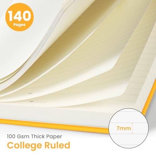 Image of Taja Lined Spiral Journal Notebook for Women & Men, 140 Pages, College Ruled Hardcover Notebook for Work & Note Taking, Journals for Writing, A5(5.7 inch x 7.9 inch) - Yellow