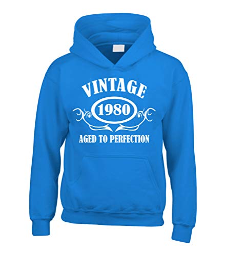 Sweat à capuche bleu XS Vintage 1980 pour affronter le froid adulte