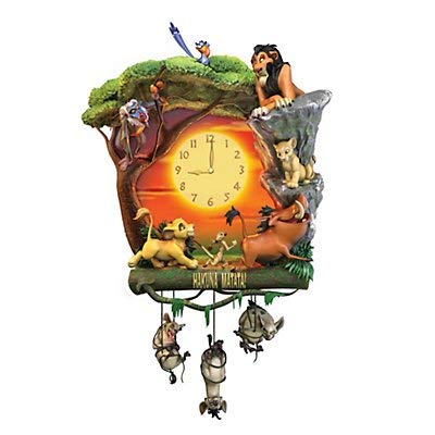 Disney The Lion King Hakuna Matata Wall Clock - Officially Licensed Handcrafted Sculptural Clock - Illuminated Clock Face transitions from Day to Night