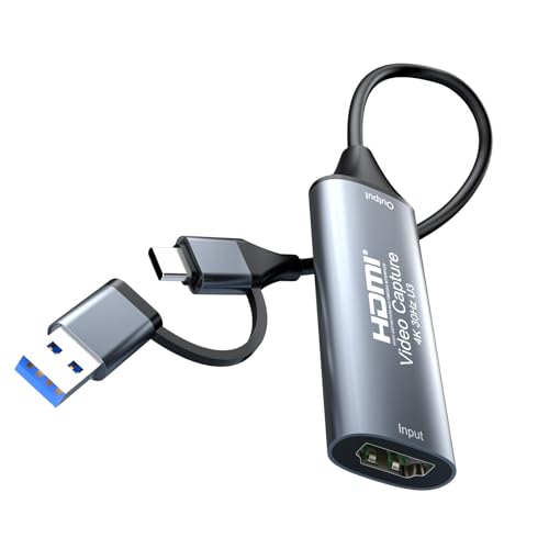 Tarjeta de Captura de Video HDMI 4K@30Hz/1080P@60Hz, Dispositivo de transmisión USB 3.0 y Type C para Juegos/difusión en Vivo, aleación de Aluminio.