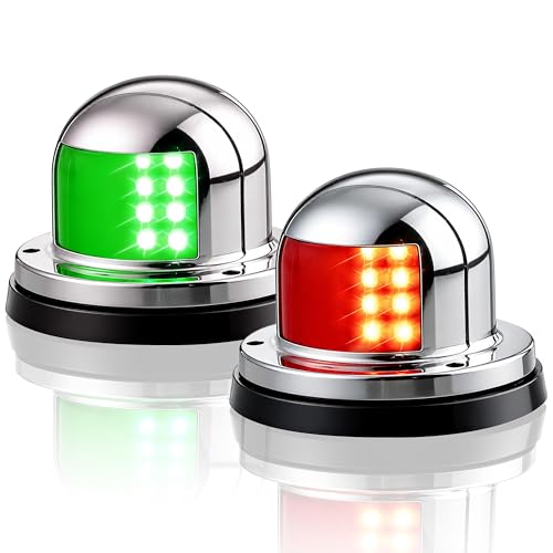 Obcursco Boat Navigation Lights, LED Red and Green Deck Mount Lights for Port, Starboard, Bow and...