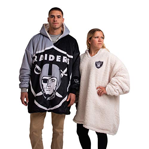 NFL Oakland Raiders Unisex Reversible Oversized Sherpa Hoodie Sweatshirt Colorblock HoodeezReversible Oversized Sherpa Hoodie Sweatshirt Colorblock Hoodeez, Colorblock, One Size (HDONFSMURBUSQVC)