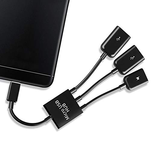 BuyB Adaptador 3 em 1 Micro USB para porta USB, cabo OTG para Fire Stick 4k, Samsung Galaxy, Amazon