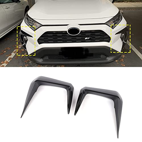 KEAIMEI Fog Light Trim Cover Front Eyebrow Spoiler For 2019 2020 2021 2022 Toyota Rav4 Car Accessories ? Black ? 2 PCS (100302927)