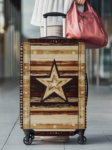 Western Star Independence Day Travel Luggage Cover, 4th of July Retro Anti-scratch Elastic Luggage Covers For Suitcase Protector, Washable Baggage Covers2