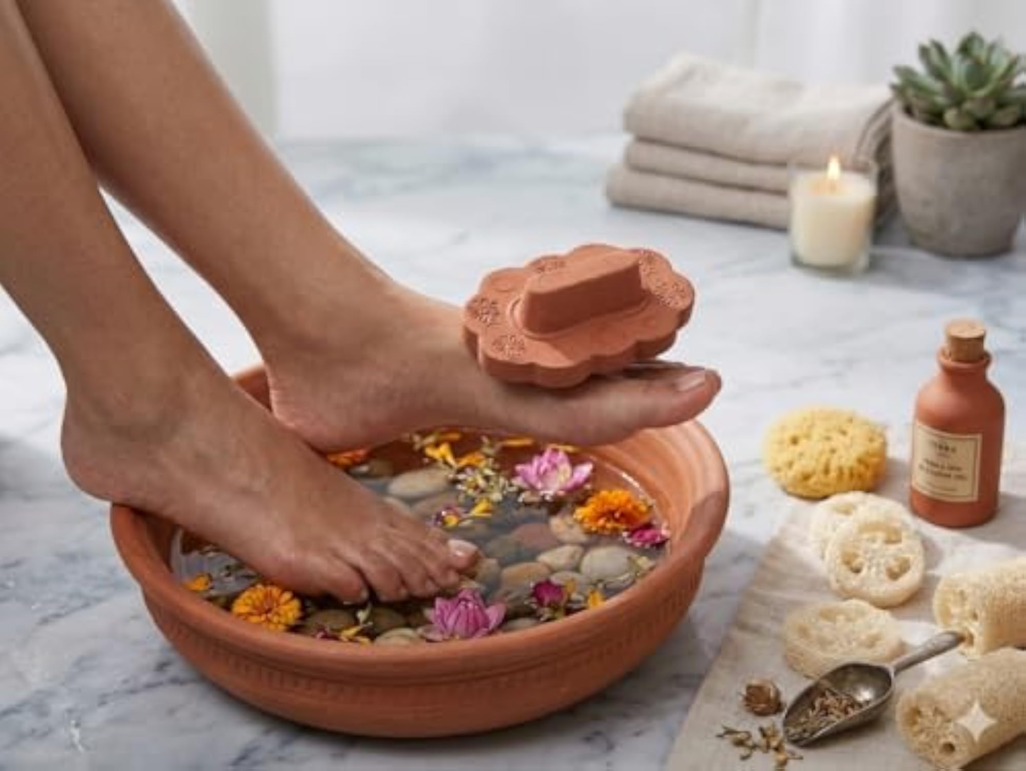 Traditional Indian Foot Scrubber, Terracotta, Pack of 6