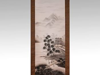 Amazon.co.jp: 【真作】森田梅泉（作）「水墨山水」軸掛軸山水図肉筆共