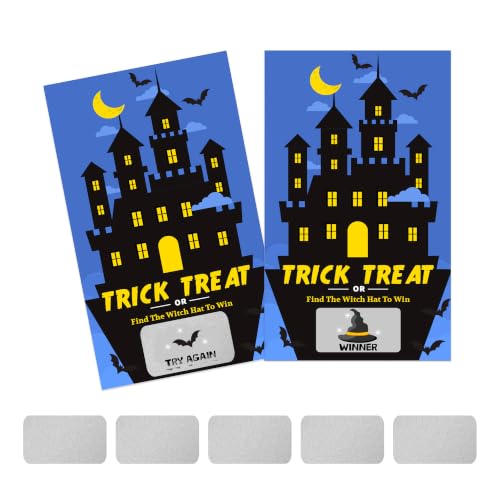 Comfzybe 40 PCS Trick or Treat Halloween Scratch Off Game Cards