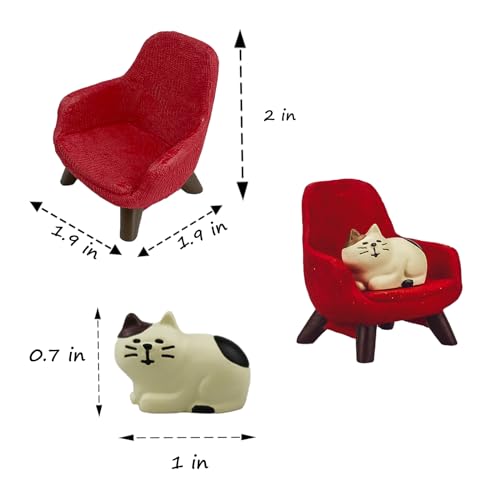image for Refintural Miniature Cat Figurines with Small Sofa - Resin Mini Cat Fi