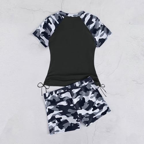 Traje de baño para mujer de dos piezas tipo rashguard con camiseta de manga corta y boyshort 2026 4