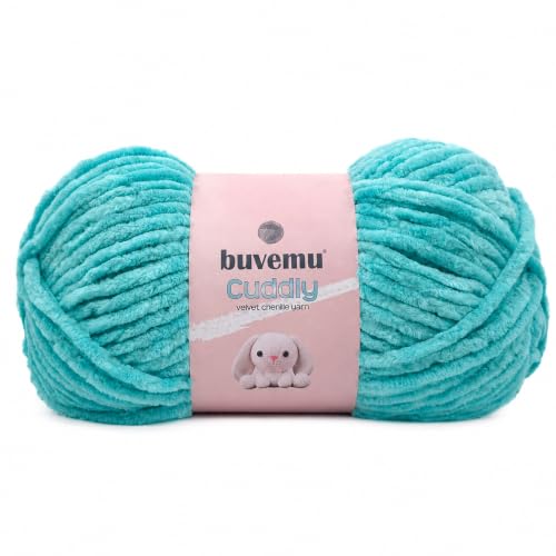 Image of Cuddly Velvet Chenille Yarn, Super Soft Bulky, Turquoise