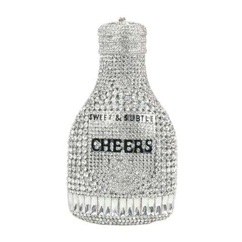 Image of Rhinestone Champagne Bottle Clutch, Luxury Evening Bag for Women