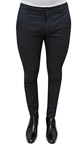 Pantalon homme noir coton ajuste elegant casual coupe slim taille 44 fantaisie