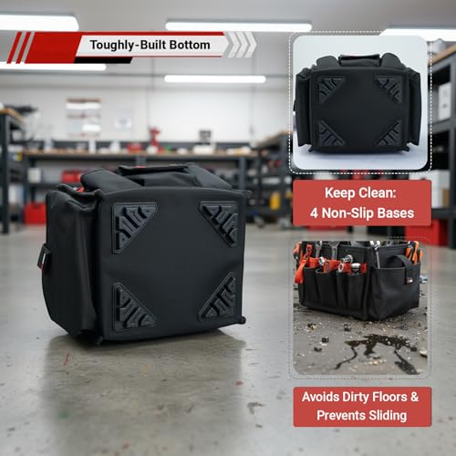 Image of MELOTOUGH Electrical and Maintenance Tool Carrier | Large 24 Pockets, Tool Pouch, Tote Bag With Waterproof Base, Open-Top Design, Dual Handles, Idea for Electrician Technicians