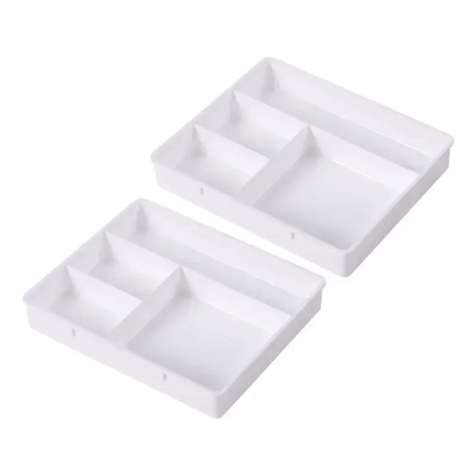 ZHSOAO 2 pcs Desktop Four Grids Sundries Storage Box Multifunction Jewelry Stationery Cosmetics Organizing for Home and School for Bras, Socks, Underwear(White)